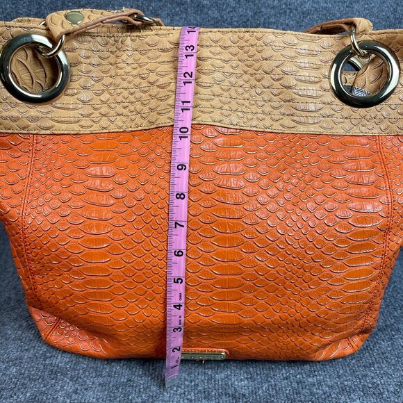 Steve Madden Women's Tote Shoulder Bag Large Orange Cognac Faux Leather - Picture 9 of 16